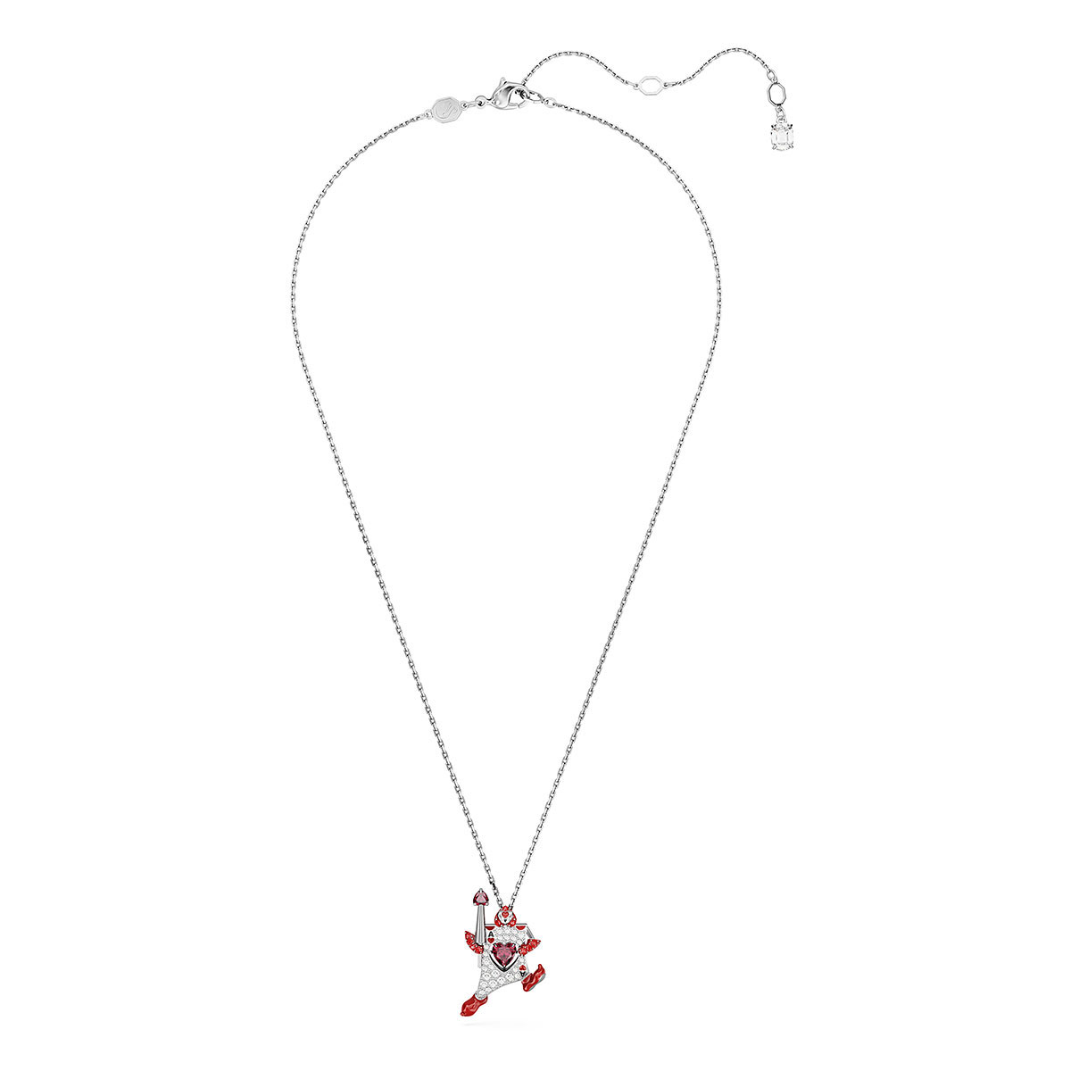 Swarovski Alice in Wonderland Red and Rhodium Playing Card Pendant Necklace